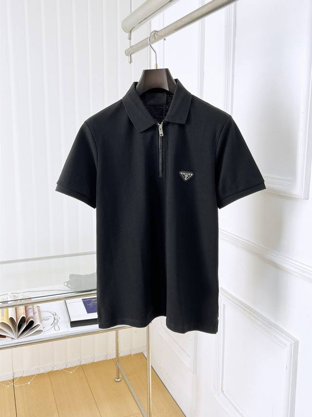 pra* 25Ss new high-quality short-sleeved lapel polo shirtCorrect version, top-le
