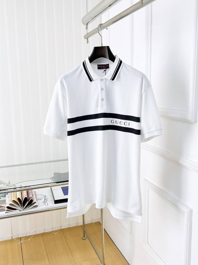 Guc* 25Ss new high-quality short-sleeved lapel polo shirtCorrect version, top-le