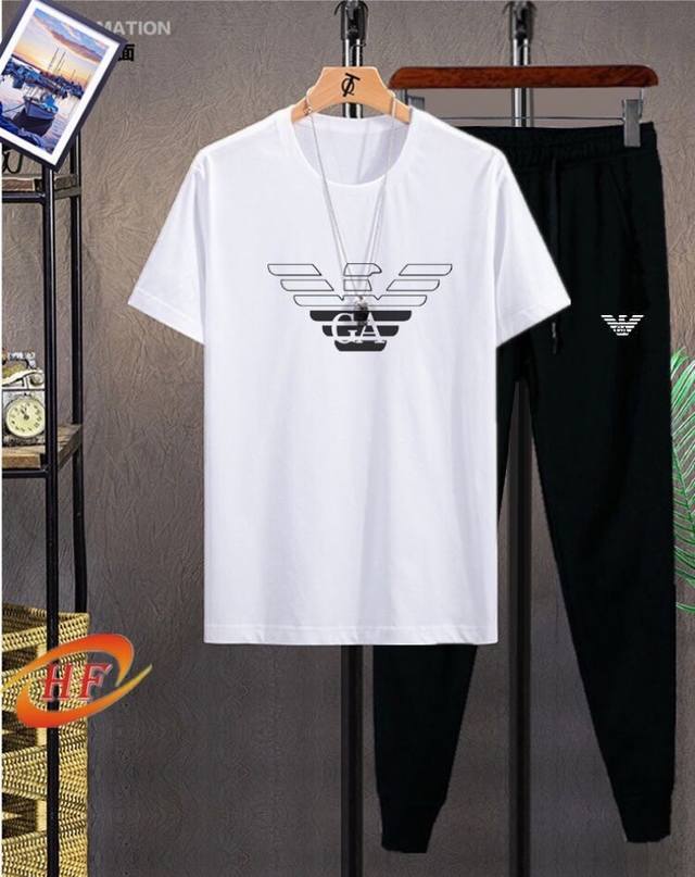 Great deal! Armani's new summer short-sleeved, long-pants sportswear set. Made o