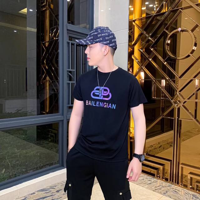 Brand Balenciaga men's crew neck short-sleeved T-shirt, sourced from a trading