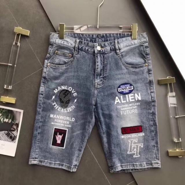 High-end product Lv high-end custom slim-fit denim shorts, the latest fashion w