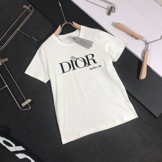 Dior 3D embossed leather logo design 20Ss G network synced unisex short-sleeved