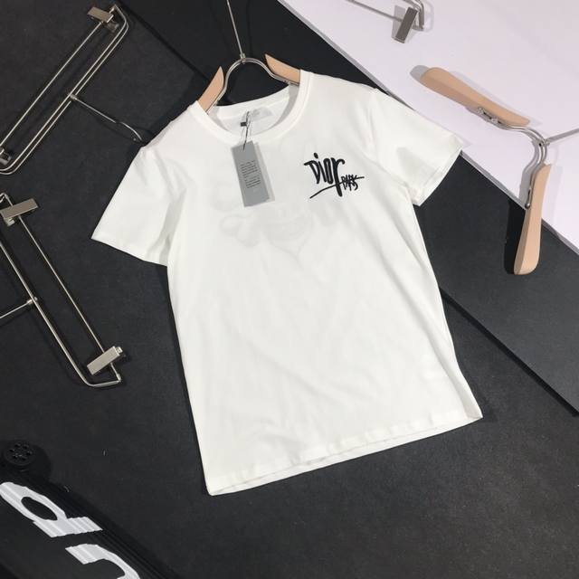 Dior skull and bumblebee embroidered short-sleeved T-shirt, unisex, G-net, avail