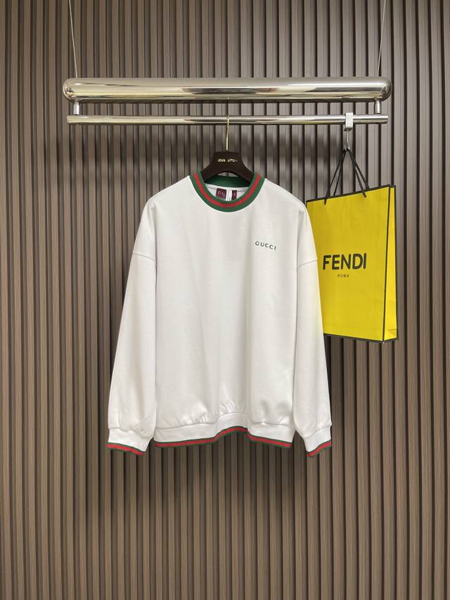 Gucci's new 2025Fw ribbon-embroidered sweatshirt, custom-made from soft, soft, c