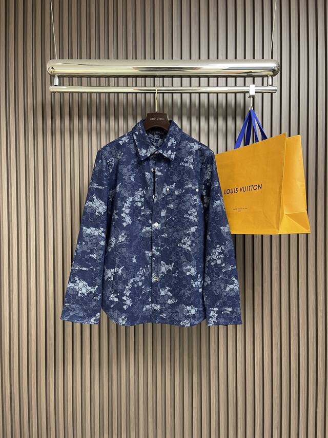 Top Jeans Gucci 2025Ss new embroidered long-sleeved shirt, jacket and jeans set