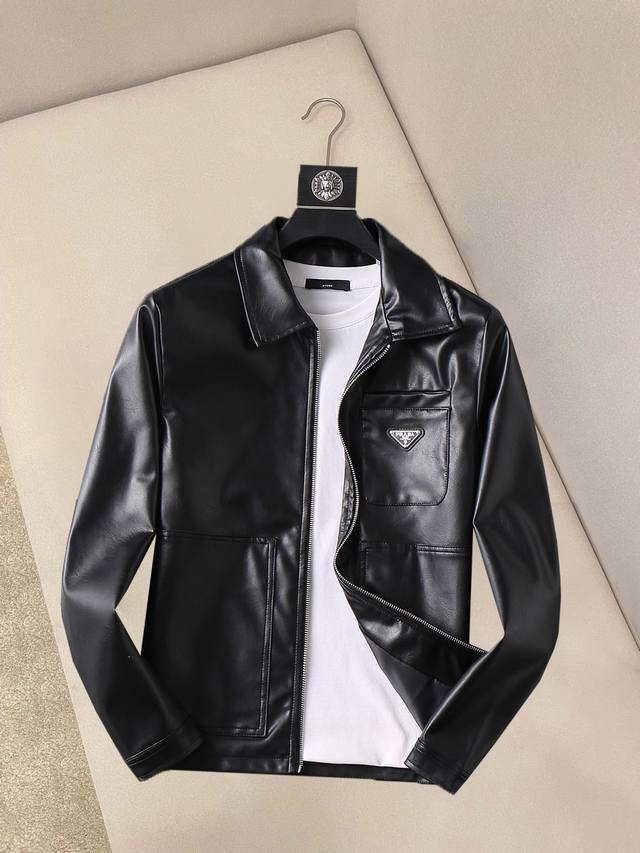 Prada's new 2025 Spring/Autumn leather jacket, a runway-fresh item in immaculat