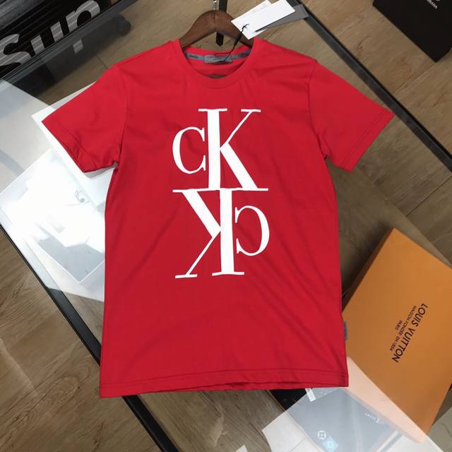 Ck Exclusive high-quality men's short-sleeved T-shirt with tag, collar label, an