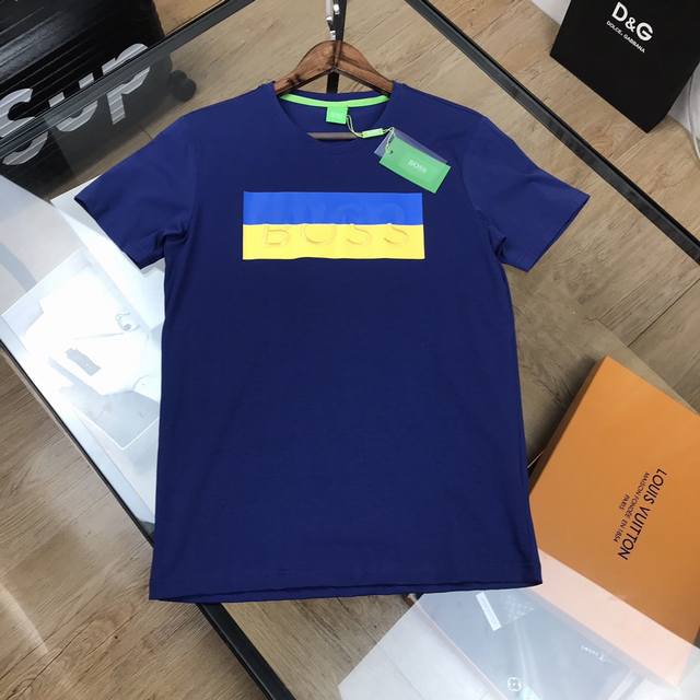 Boss exclusive high-quality men's short-sleeved T-shirt with tag, collar label,