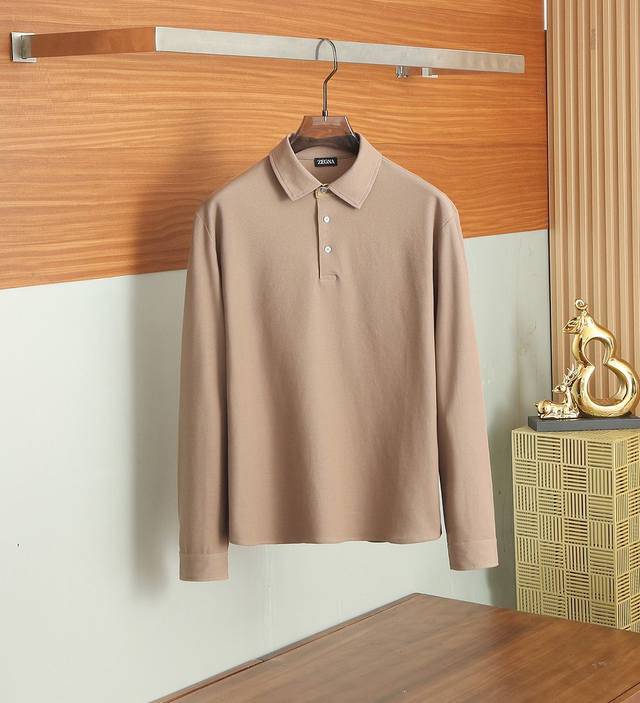 Zeg*N 2025 early autumn new business casual lapel long-sleeved polo shirt, a cla