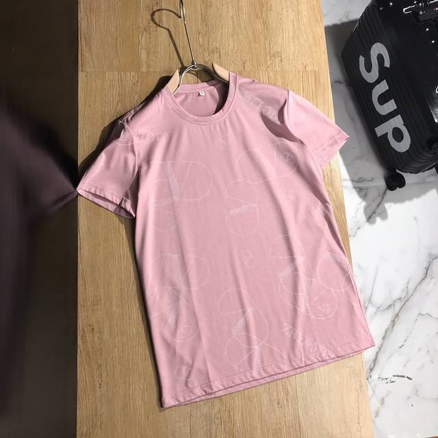 Vltn Valentino high-end fashion casual mercerized cotton round neck short sleeve