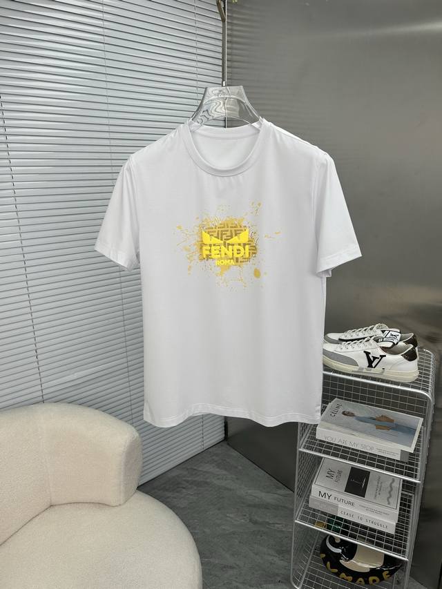 Fendi 2025 Spring/Summer High-Quality Mercerized Cotton Short-Sleeved T-Shirt (M