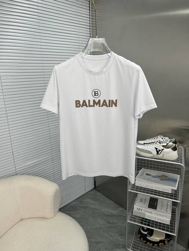 Balmain 2025 Spring/Summer High-Quality Mercerized Cotton Short-Sleeved T-Shirt