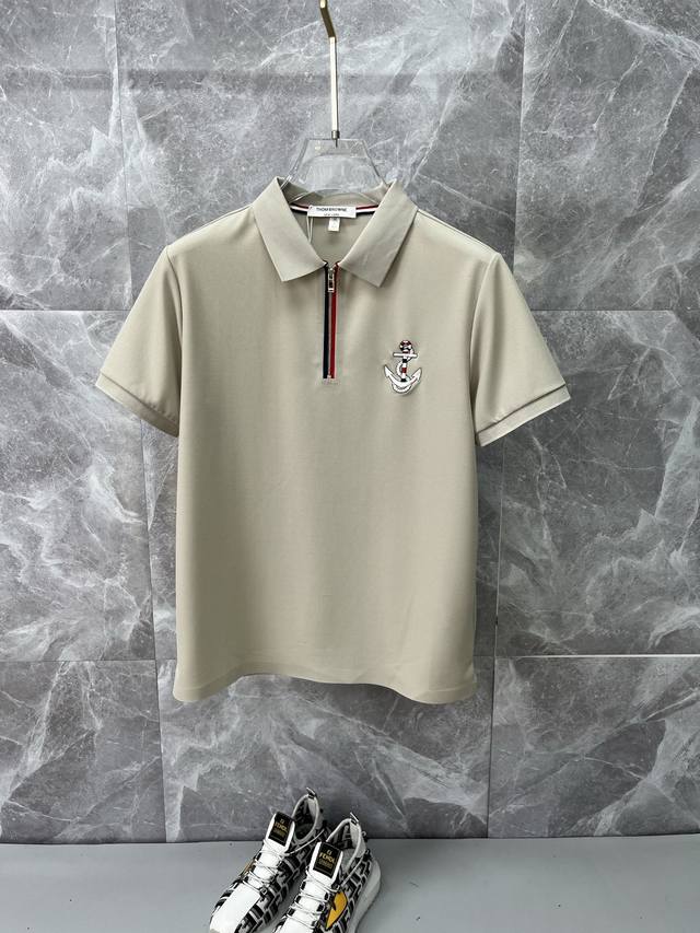 Tb Thom Browne men's new 2025 spring/summer short-sleeved lapel polo shirt, the