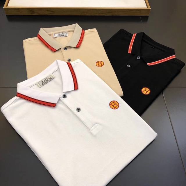 Hermes 20Ss summer new style lapel polo short-sleeved, counter version, top-not