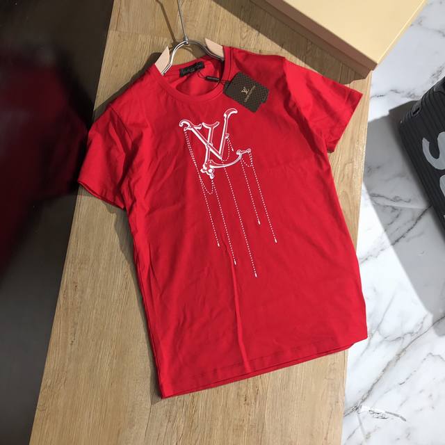 Exclusive Louis Vuitton high-quality men's mercerized cotton short-sleeved T-shi