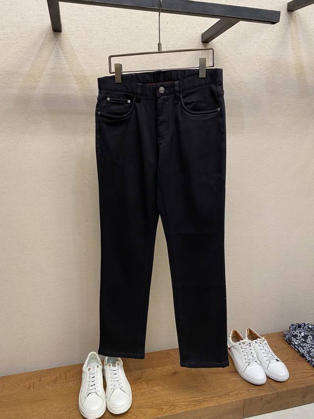 Loro Piana black cotton velvet stretch jeans, a rare 37.5% constant-temperature