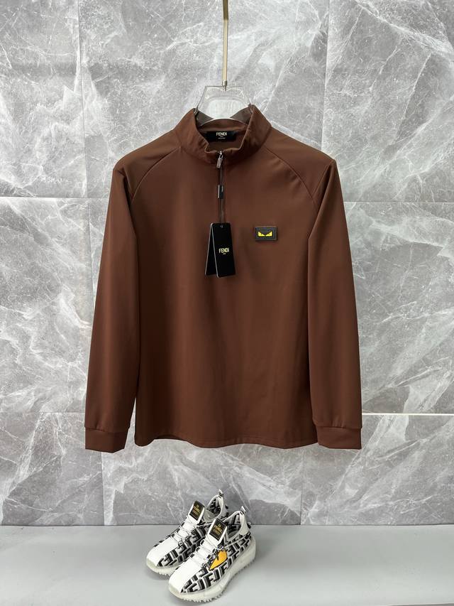 Fendi's new 2025 Fall/Winter heavyweight stand-up collar polo shirt with long sl