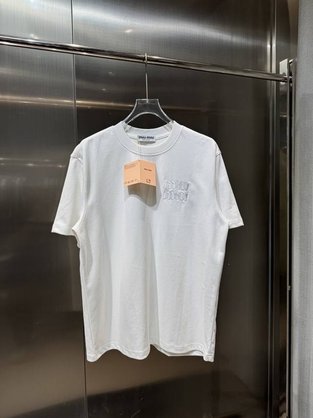 Miumiu 2025 autumn and winter heavy new short-sleeved Fabric: 340g double-sided