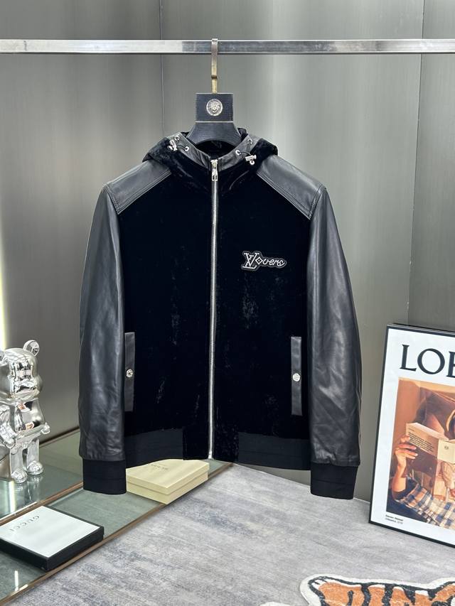 Lv Louis Vuitton 2025 official website new baseball jacket, suede and lambskin