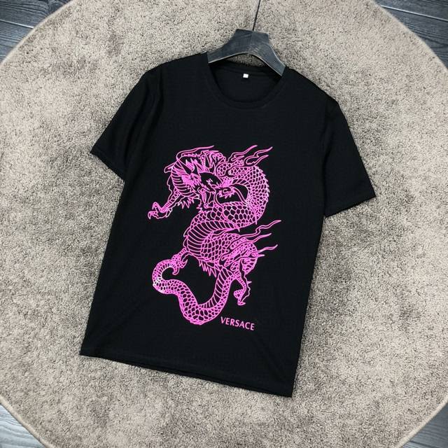 Versace Chinese dragon print short-sleeved T-shirt, made from imported mercerize