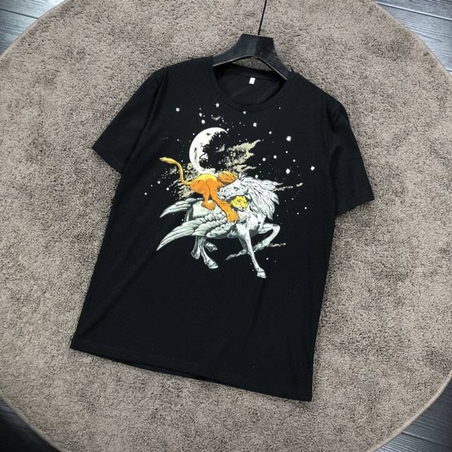 Givenchy Pegasus Moon print short-sleeved T-shirt, custom-made from imported mer