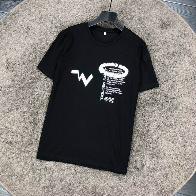 Off short-sleeved T-shirt with cultural letter print, made from imported merceri