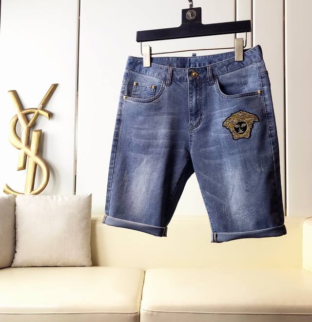Denim shorts Versace. Top-quality imported, original jeans, crafted with origin
