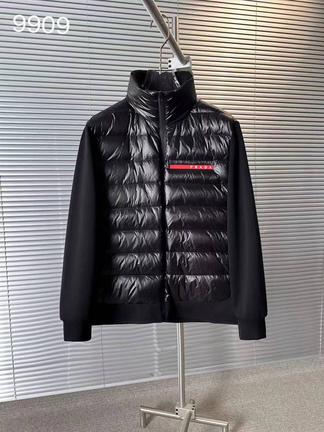 prad Prada 2025 wardrobe new air cotton sleeves patchwork down jacket light down