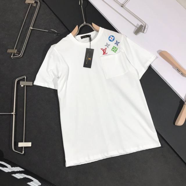 Lv Louis Vuitton catwalk-style short-sleeved T-shirt with monogrammed patterned