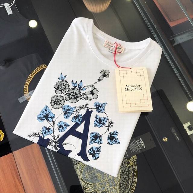 Official website new release... Premium mercerized cotton short-sleeve, Amq lea