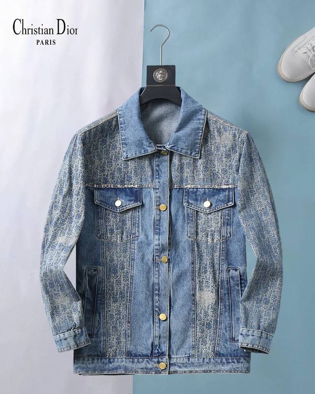 Dior's new spring 2025 stylish casual denim jacket, made from imported, high-te