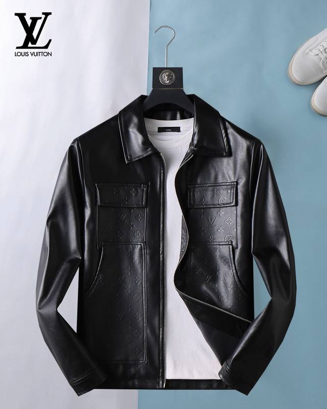 Louis Vuitton Lv high-end quality 2025 spring new fashion leather casual hooded