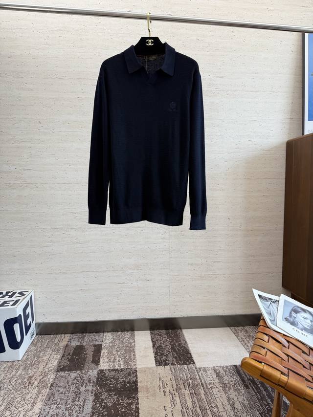 Lp.25S Men's Autumn/Winter Lapel Cashmere Long-Sleeve Sweater. This is a stunnin