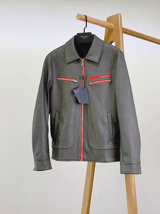 Prada's new Fall/Winter 2025 collection, the casual leather jacket, exudes a se