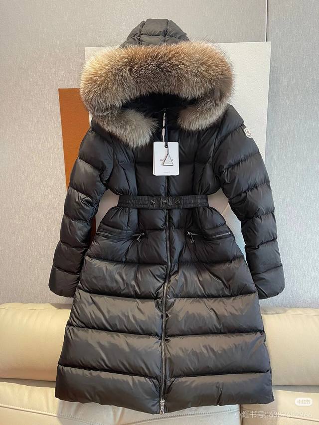 Moncler mid-length fox fur collar down jacket size 1234