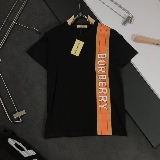Bbr Burberry rainbow stripe vertical monogram print G-net unisex short-sleeved T