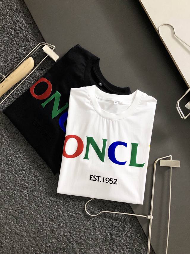 Monck* Top grade white, black, gray, colorful flocked printed casual short-sleev