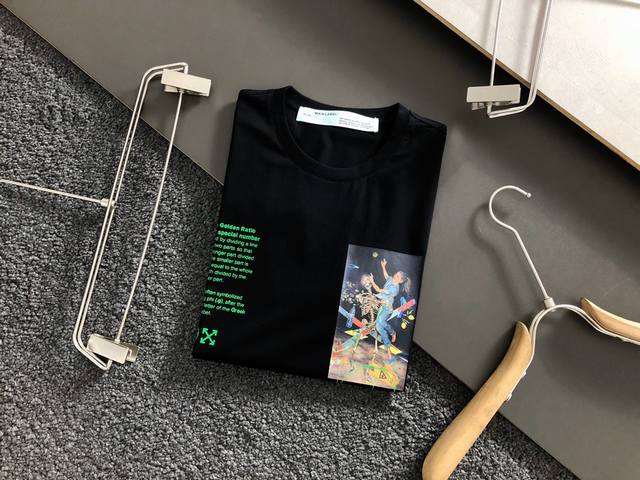 Of brand* black simple print fluorescent green original printed short sleeve, ex