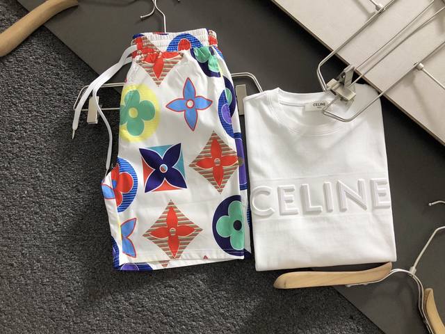 L brand top grade gradient double-layer lining beach shorts, colorful pattern su