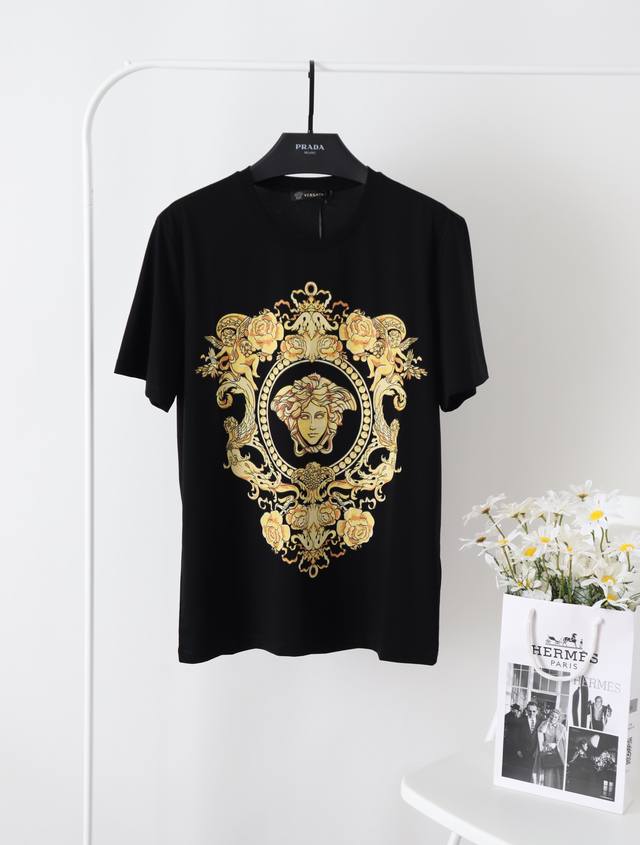 Versac& Fans Ss counter synchronized top mercerized casual short-sleeved shirts