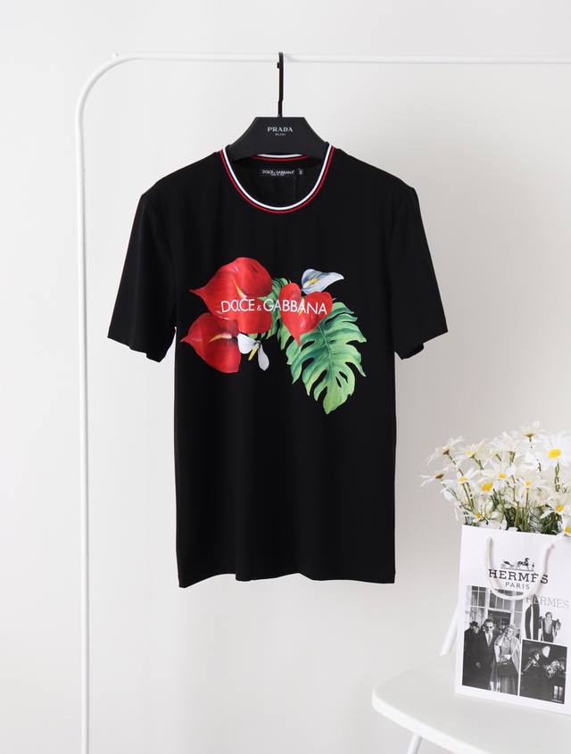 D&G Ss counter synchronized top mercerized casual short-sleeved shirt made of do