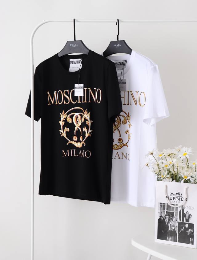 Moschin& Ss counter synchronized top mercerized casual short-sleeved shirts are