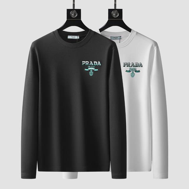 Prada's new autumn and winter fashion casual long-sleeved T-shirt is made from i