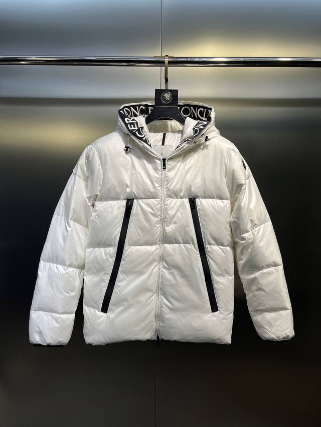 Moncler large embroidered letter ribbon down jacket, upgraded version logo with