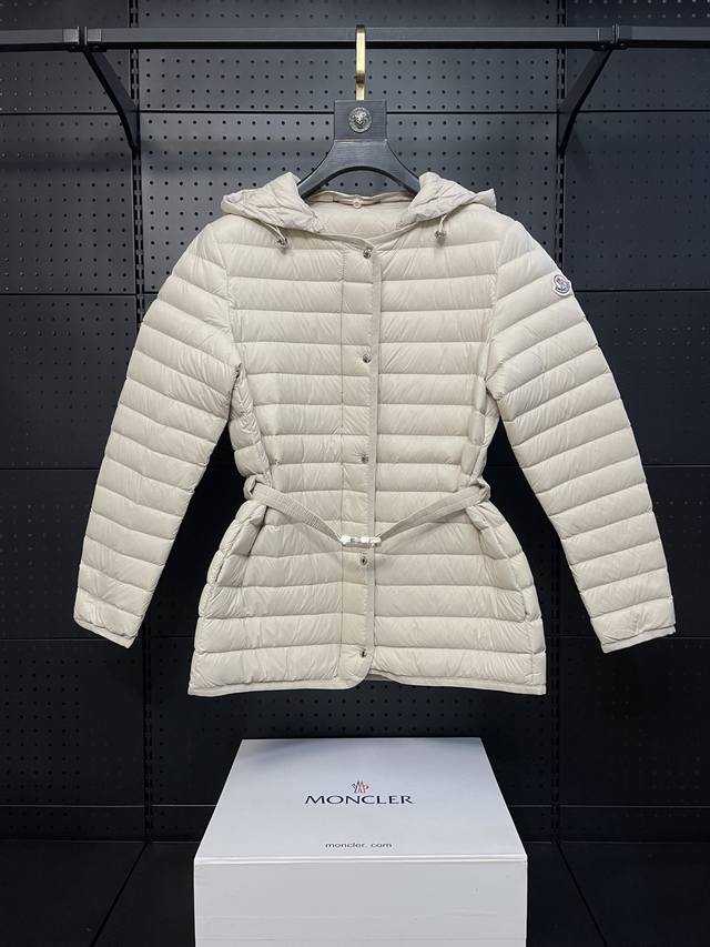 new season 23 Moncler Oredon women's mid-length slim-fit belted goose down jack
