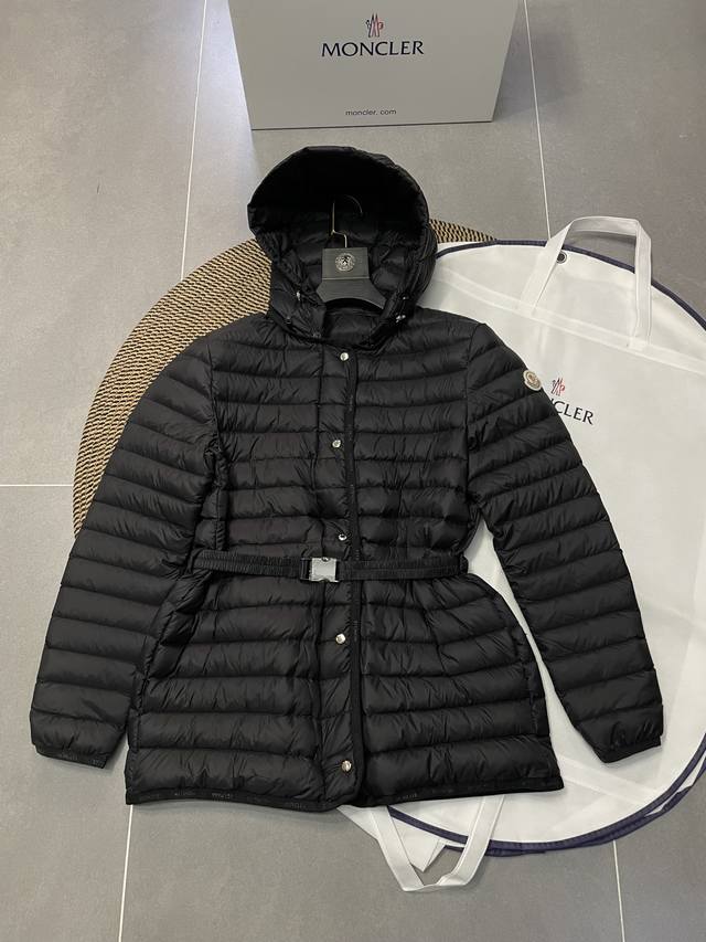 new season 23 Moncler Oredon women's mid-length slim-fit belted goose down jack