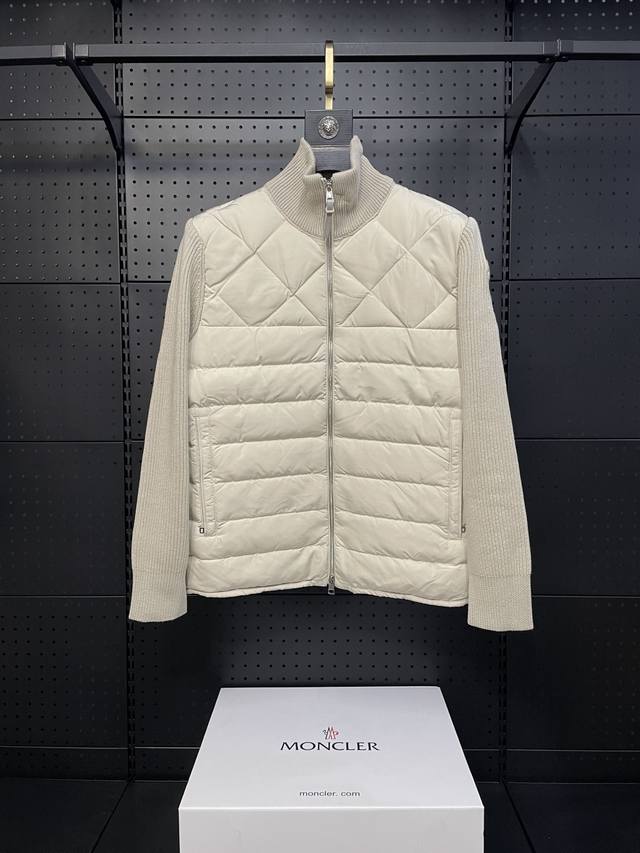 Moncler men's knitted down patchwork Men's new style in black and beige Exclusiv