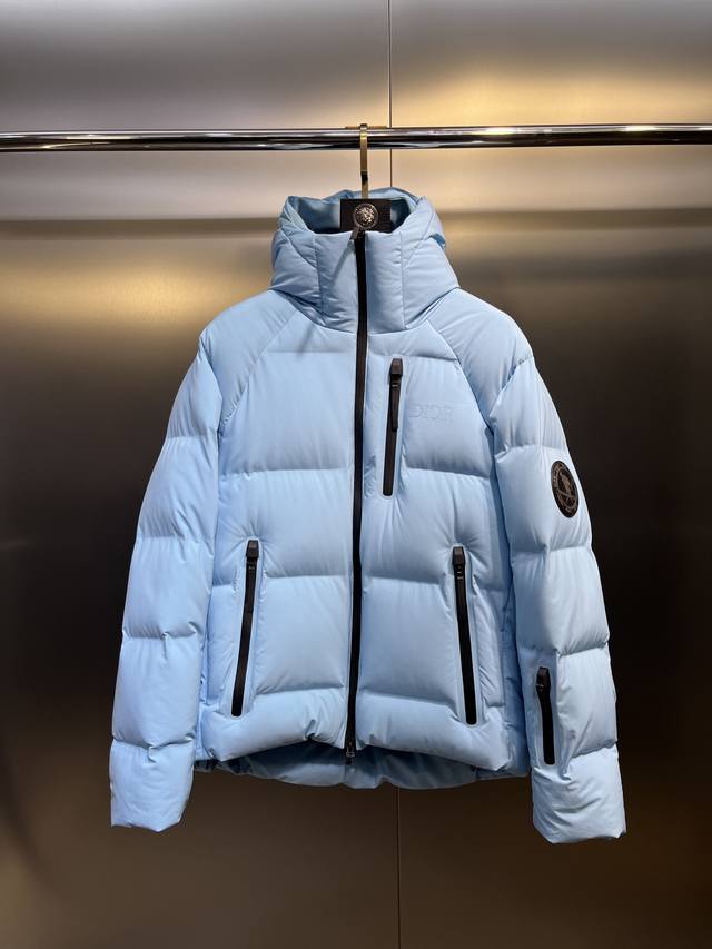 Dior's exclusive collaboration ski jacket, a heavy-duty down jacket in sky blue,