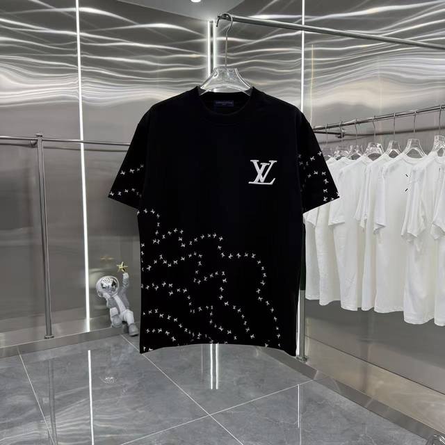 LV 2025 autumn and winter new 320g custom fabric round neck short sleeve persona