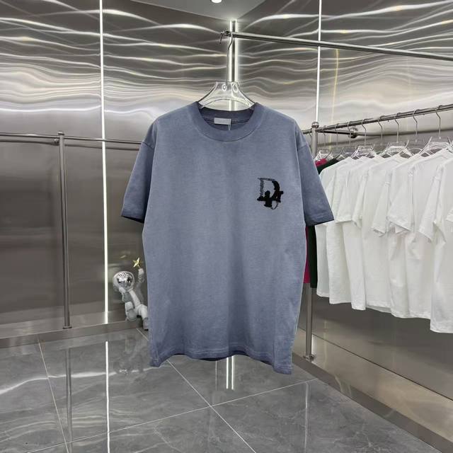 Dio2025 autumn and winter new 320g custom fabric round neck short sleeve horse h